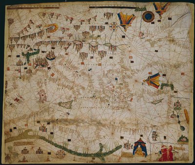 Marine Map of the Mediterranean Sea and the Black Sea by Petrus Roselli